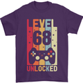 68th Birthday 68 Year Old Level Up Gamming Mens T-Shirt 100% Cotton Purple