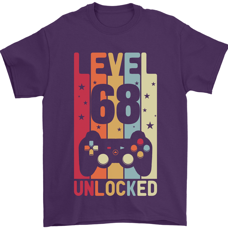 68th Birthday 68 Year Old Level Up Gamming Mens T-Shirt 100% Cotton Purple
