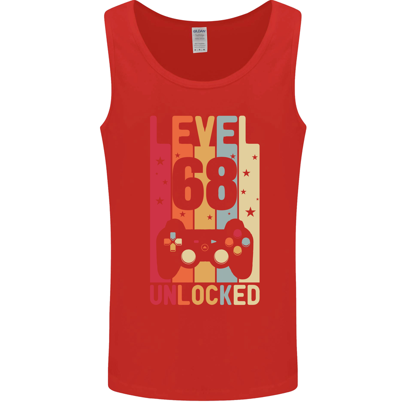68th Birthday 68 Year Old Level Up Gamming Mens Vest Tank Top Red