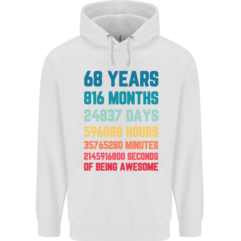 68th Birthday 68 Year Old Mens 80% Cotton Hoodie White
