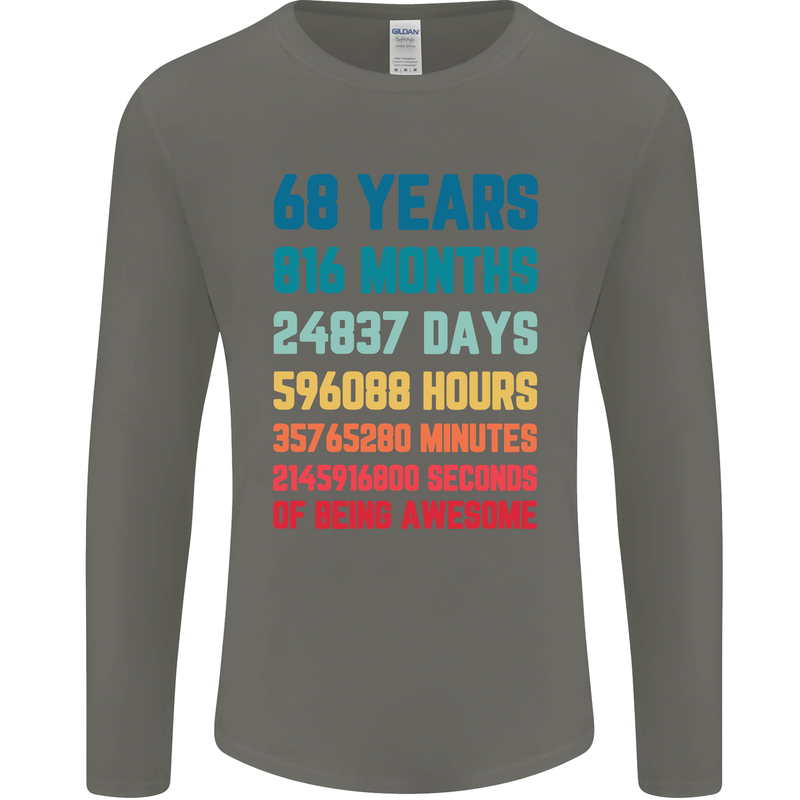 68th Birthday 68 Year Old Mens Long Sleeve T-Shirt Charcoal