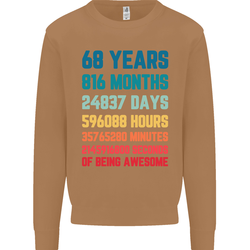68th Birthday 68 Year Old Mens Sweatshirt Jumper Caramel Latte