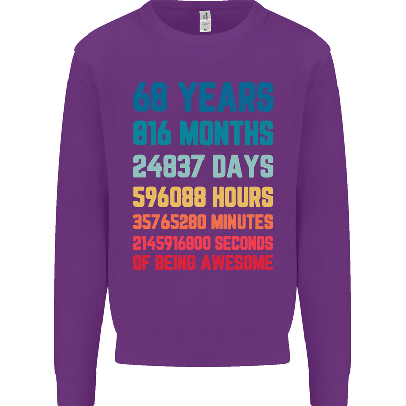 68th Birthday 68 Year Old Mens Sweatshirt Jumper Purple