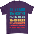 68th Birthday 68 Year Old Mens T-Shirt 100% Cotton Purple