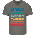 68th Birthday 68 Year Old Mens V-Neck Cotton T-Shirt Charcoal