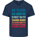 68th Birthday 68 Year Old Mens V-Neck Cotton T-Shirt Navy Blue