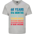 68th Birthday 68 Year Old Mens V-Neck Cotton T-Shirt Sports Grey