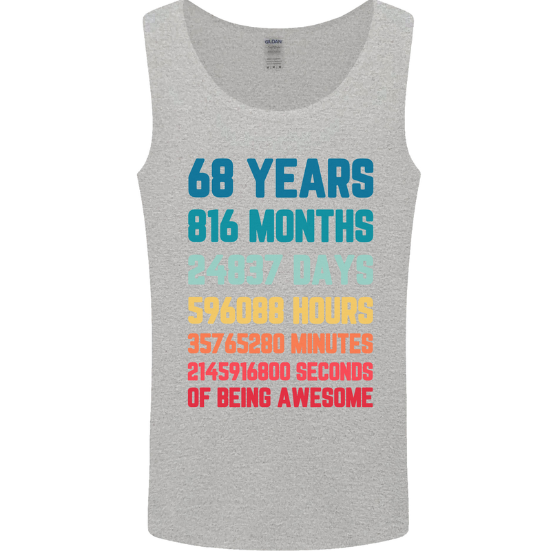 68th Birthday 68 Year Old Mens Vest Tank Top Sports Grey
