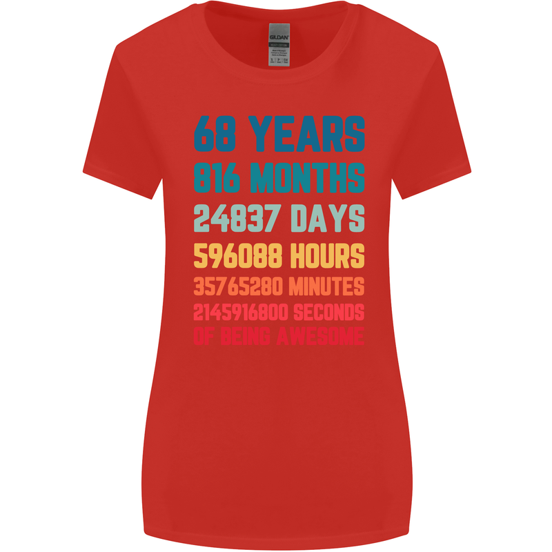 68th Birthday 68 Year Old Womens Wider Cut T-Shirt Red