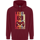 69th Birthday 69 Year Old Level Up Gamming Mens 80% Cotton Hoodie Maroon