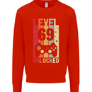 69th Birthday 69 Year Old Level Up Gamming Mens Sweatshirt Jumper Bright Red