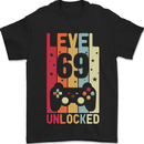 69th Birthday 69 Year Old Level Up Gamming Mens T-Shirt 100% Cotton Black
