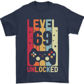 69th Birthday 69 Year Old Level Up Gamming Mens T-Shirt 100% Cotton Navy Blue