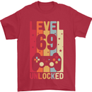 69th Birthday 69 Year Old Level Up Gamming Mens T-Shirt 100% Cotton Red