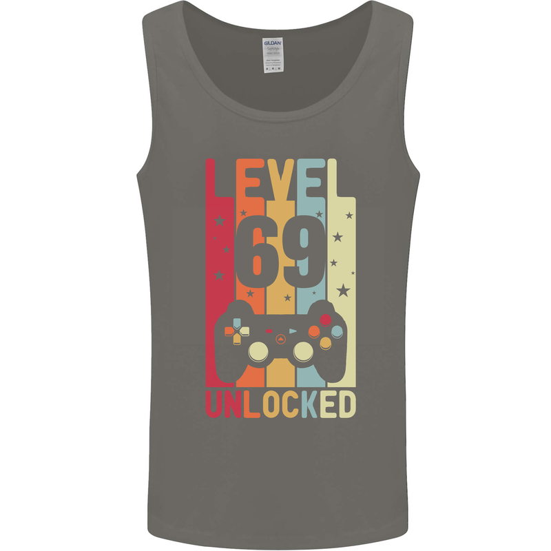 69th Birthday 69 Year Old Level Up Gamming Mens Vest Tank Top Charcoal