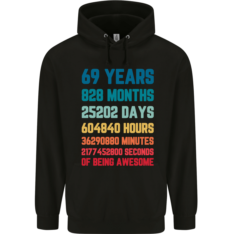 69th Birthday 69 Year Old Mens 80% Cotton Hoodie Black