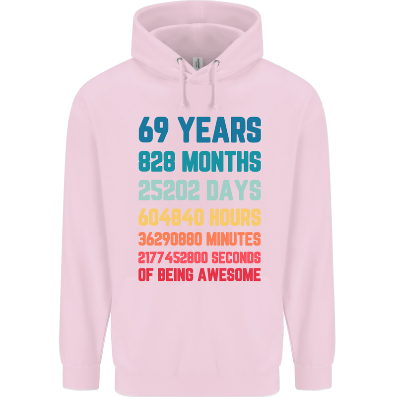 69th Birthday 69 Year Old Mens 80% Cotton Hoodie Light Pink