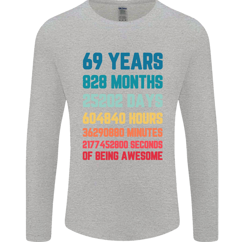 69th Birthday 69 Year Old Mens Long Sleeve T-Shirt Sports Grey