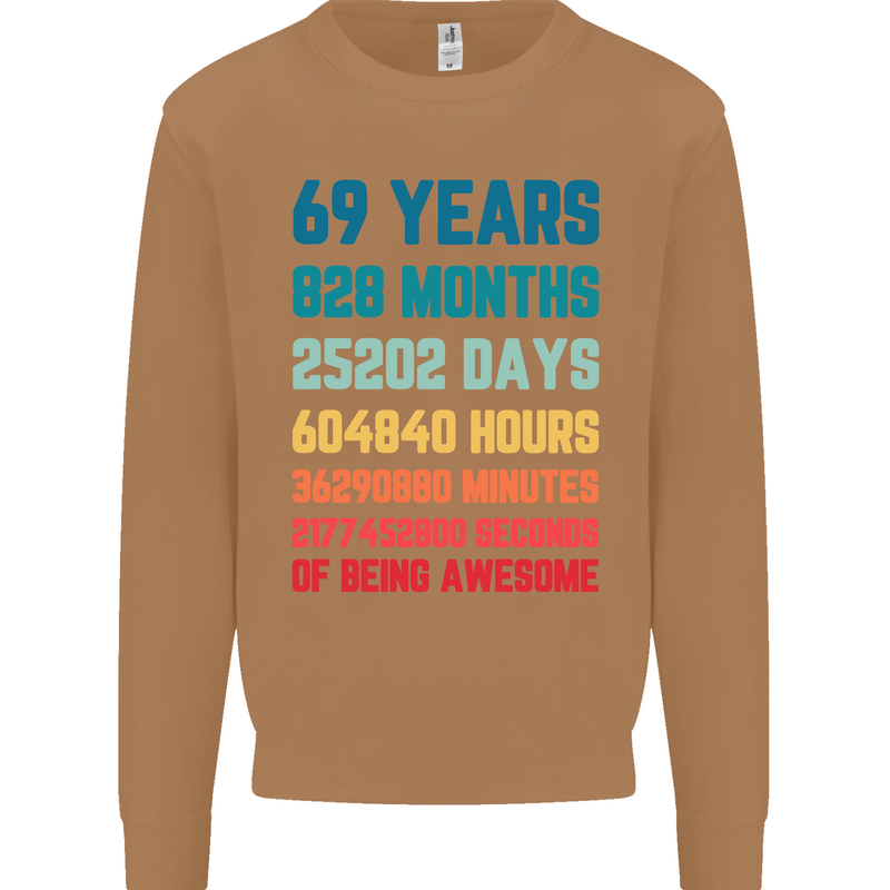 69th Birthday 69 Year Old Mens Sweatshirt Jumper Caramel Latte