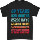 69th Birthday 69 Year Old Mens T-Shirt 100% Cotton Black