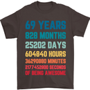 69th Birthday 69 Year Old Mens T-Shirt 100% Cotton Dark Chocolate