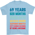 69th Birthday 69 Year Old Mens T-Shirt 100% Cotton Light Blue