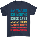 69th Birthday 69 Year Old Mens T-Shirt 100% Cotton Navy Blue