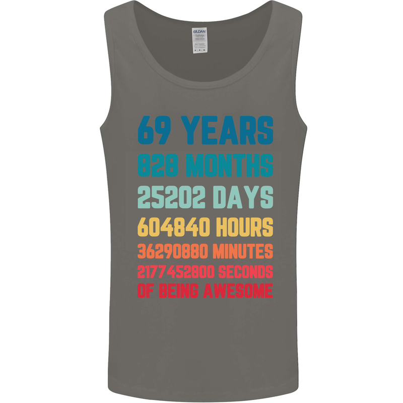 69th Birthday 69 Year Old Mens Vest Tank Top Charcoal
