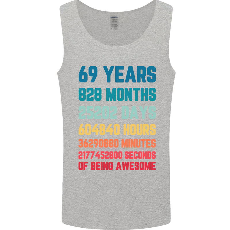 69th Birthday 69 Year Old Mens Vest Tank Top Sports Grey