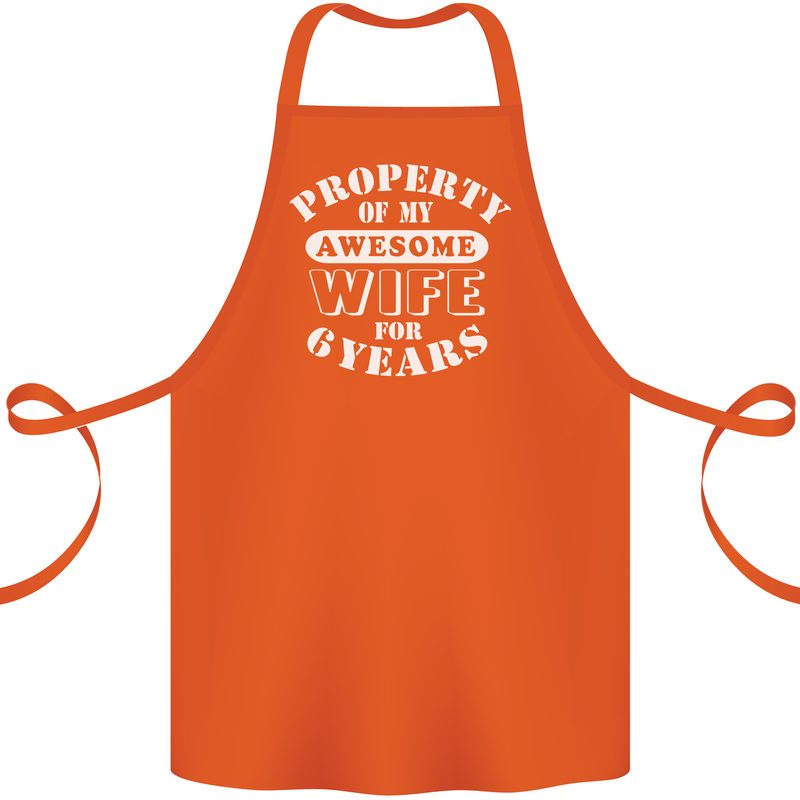 6 Year Wedding Anniversary 6th Funny Wife Cotton Apron 100% Organic Orange