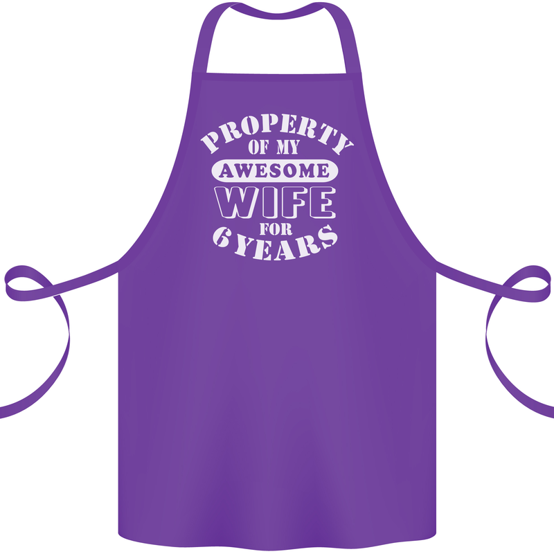 6 Year Wedding Anniversary 6th Funny Wife Cotton Apron 100% Organic Purple