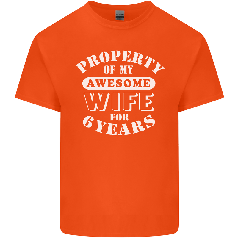 6 Year Wedding Anniversary 6th Funny Wife Mens Cotton T-Shirt Tee Top Orange