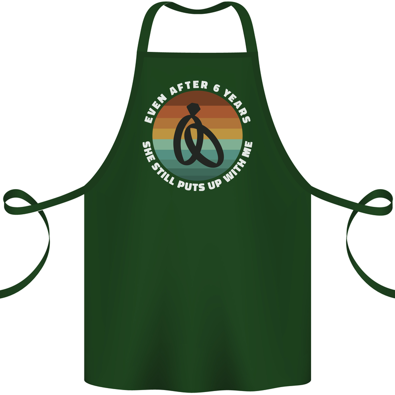 6 Year Wedding Anniversary 6th Marriage Cotton Apron 100% Organic Forest Green