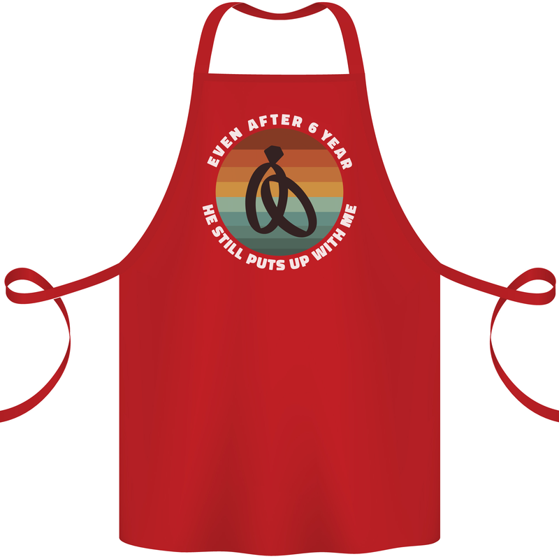 6 Year Wedding Anniversary 6th Marriage Cotton Apron 100% Organic Red