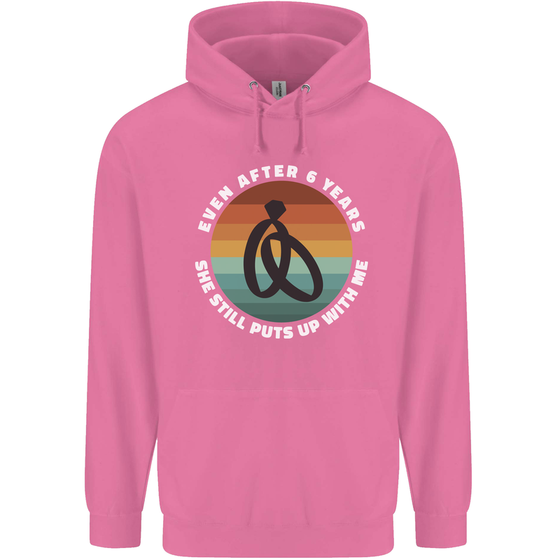 6 Year Wedding Anniversary 6th Marriage Mens 80% Cotton Hoodie Azelea