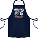 6 Year Wedding Anniversary 6th Rugby Cotton Apron 100% Organic Navy Blue