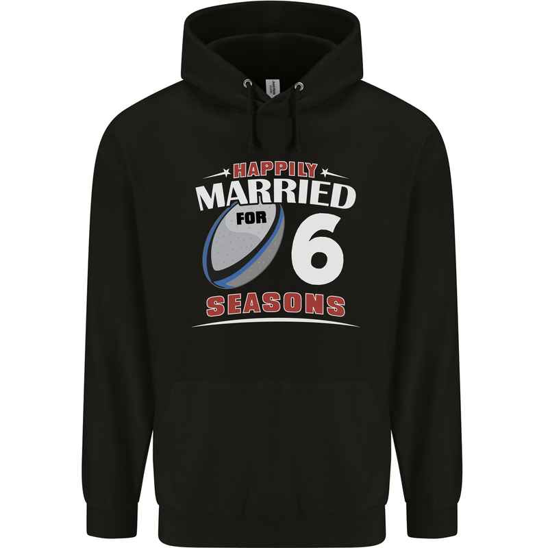 6 Year Wedding Anniversary 6th Rugby Mens 80% Cotton Hoodie Black