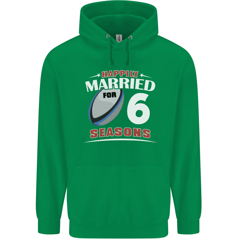 6 Year Wedding Anniversary 6th Rugby Mens 80% Cotton Hoodie Irish Green