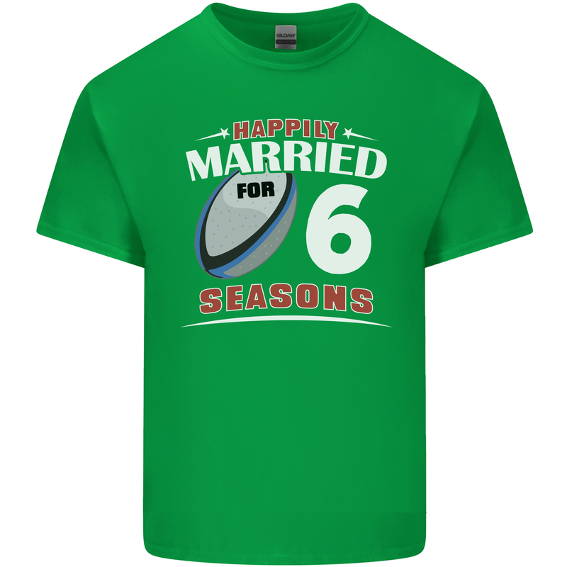 6 Year Wedding Anniversary 6th Rugby Mens Cotton T-Shirt Tee Top Irish Green