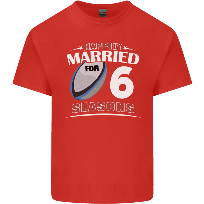 6 Year Wedding Anniversary 6th Rugby Mens Cotton T-Shirt Tee Top Red