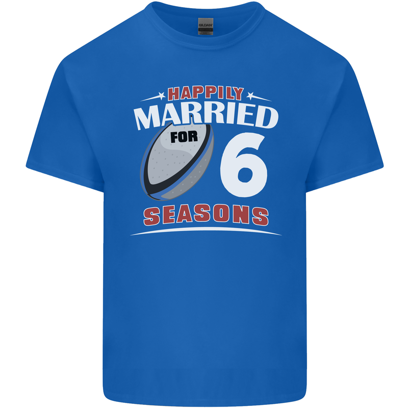 6 Year Wedding Anniversary 6th Rugby Mens Cotton T-Shirt Tee Top Royal Blue