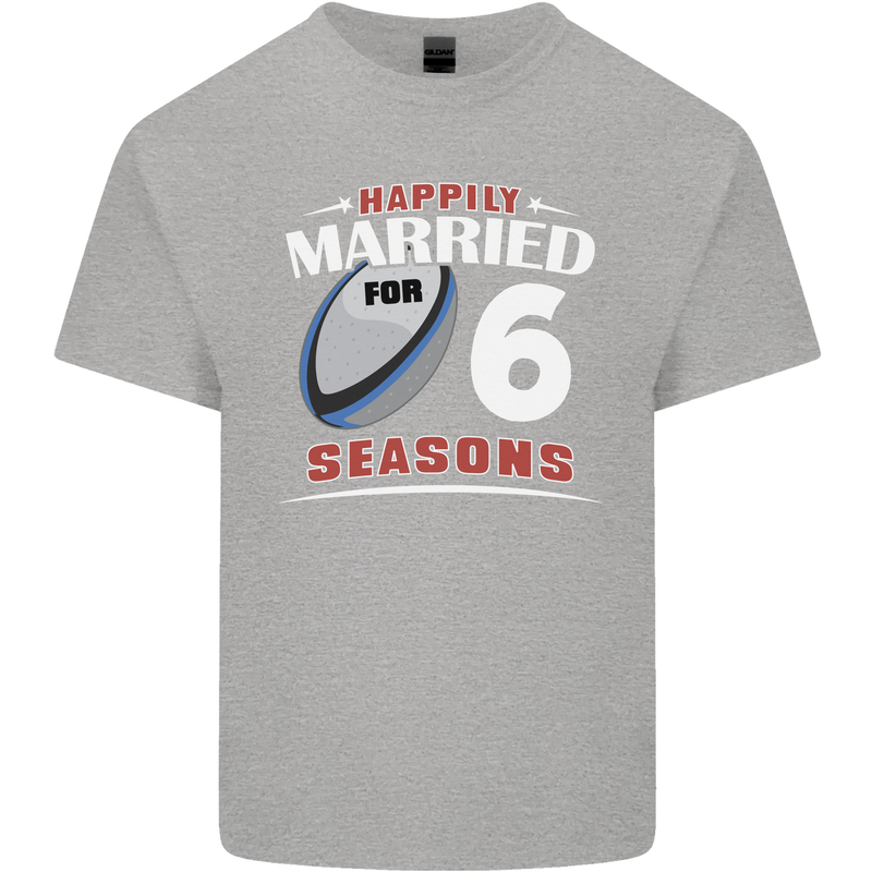 6 Year Wedding Anniversary 6th Rugby Mens Cotton T-Shirt Tee Top Sports Grey