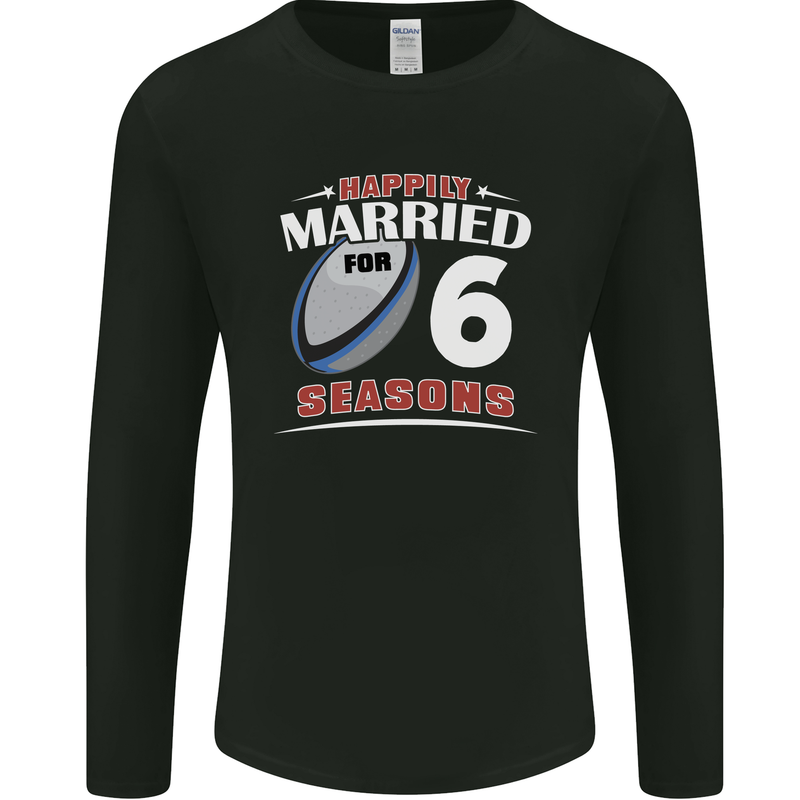 6 Year Wedding Anniversary 6th Rugby Mens Long Sleeve T-Shirt Black