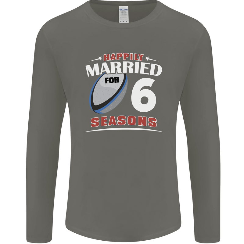 6 Year Wedding Anniversary 6th Rugby Mens Long Sleeve T-Shirt Charcoal