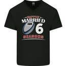 6 Year Wedding Anniversary 6th Rugby Mens V-Neck Cotton T-Shirt Black