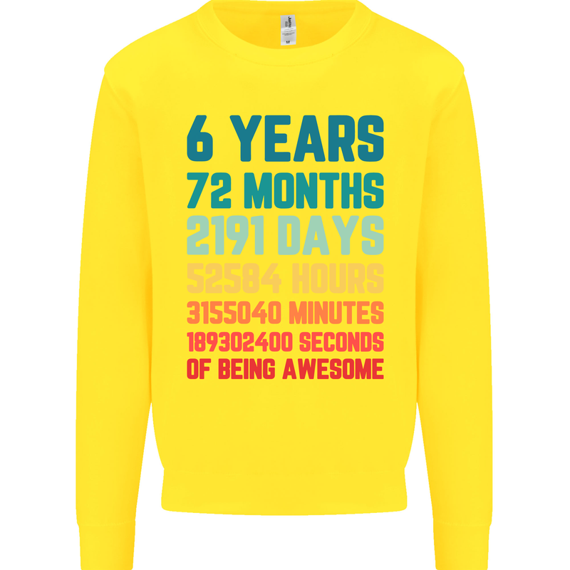 6th Birthday 6 Year Old Kids Sweatshirt Jumper Yellow