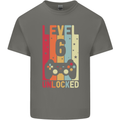 6th Birthday 6 Year Old Level Up Gamming Kids T-Shirt Childrens Charcoal