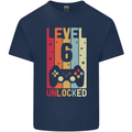 6th Birthday 6 Year Old Level Up Gamming Kids T-Shirt Childrens Navy Blue