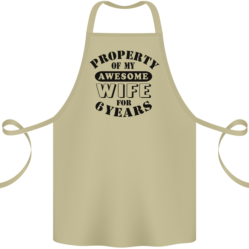 6th Wedding Anniversary 6 Year Funny Wife Cotton Apron 100% Organic Khaki