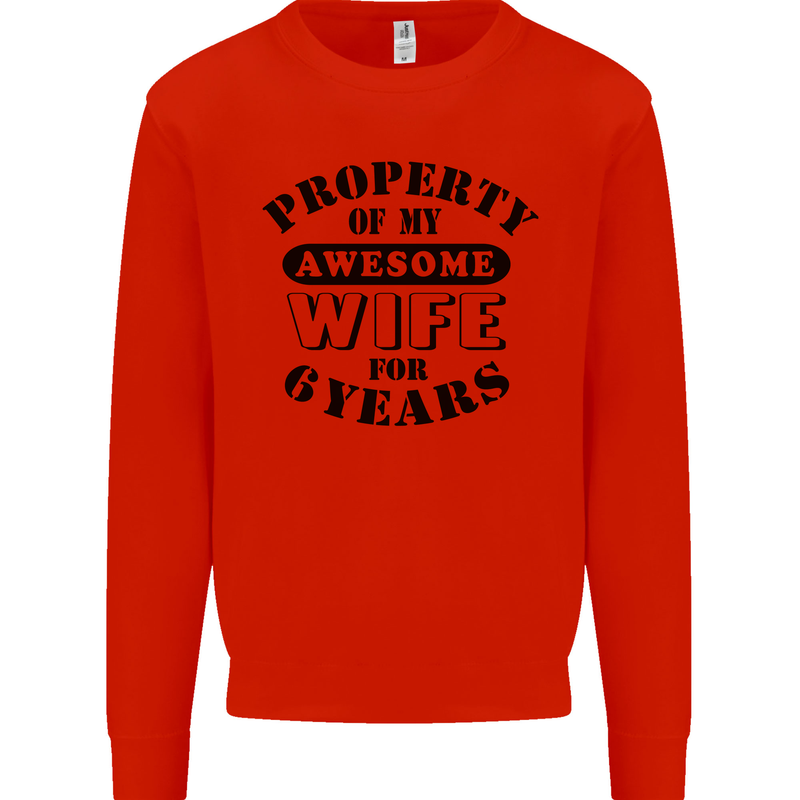 6th Wedding Anniversary 6 Year Funny Wife Mens Sweatshirt Jumper Bright Red